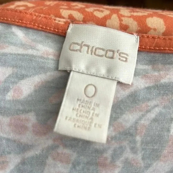 Chico’s Sequin Embellished Top Women’s Small Orange Ombre  Floral Print - Picture 3 of 5